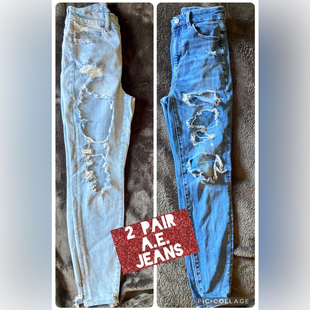 2 pairs of American Eagle Outfitters AE Women's Distressed jeans.save on ship!